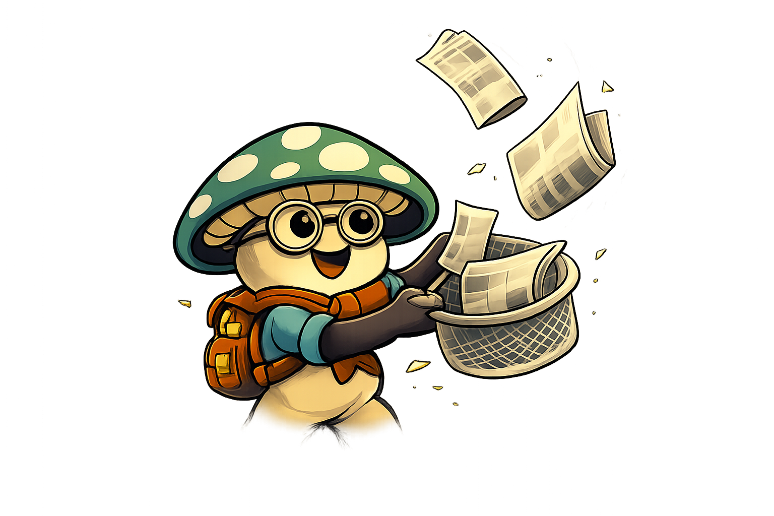 pabanur-Maskottchen fängt Zeitungen